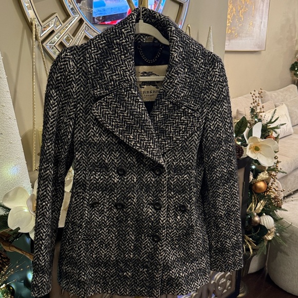 Burberry Prorsum / London Line Tweed Herringbone Peacoat / Double Breasted - Picture 6 of 17